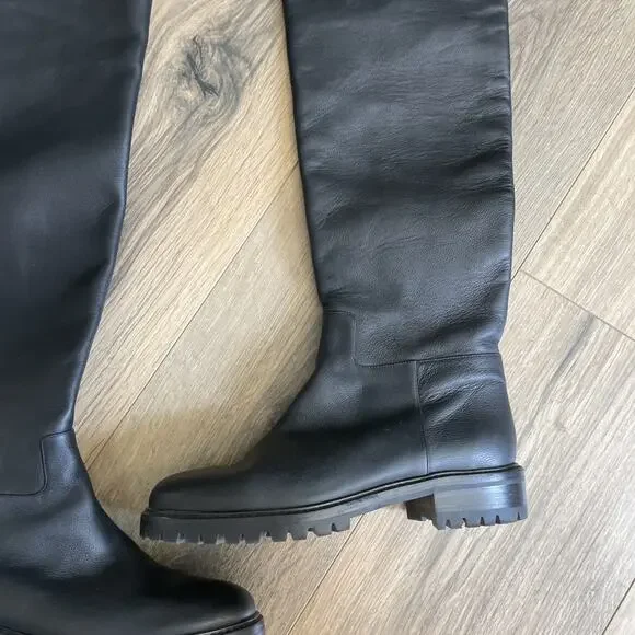 Michael Kors Collection Italy Chesley Over The Knee Boots Leather Black Size 38 - Picture 10 of 16
